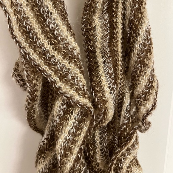 Mixit Brown Multicolor Long Ruffle Scarf with Tassels - Picture 3 of 3